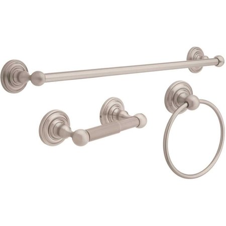 Delta Greenwich Bath Set with Towel Ring Toilet Paper Holder and 24 in. Towel Bar in Brushed Nickel 138283